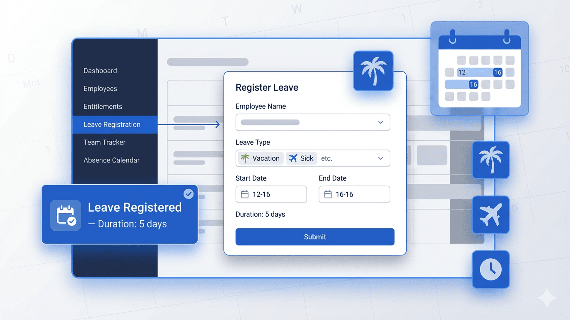 Registering employee leave requests
