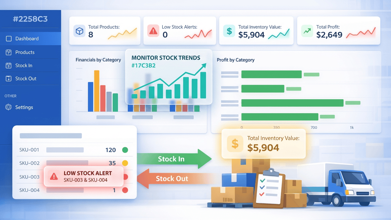 Monitoring inventory levels on dashboard